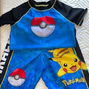 Pokemon Kids Rashguard Set - Blue and Black